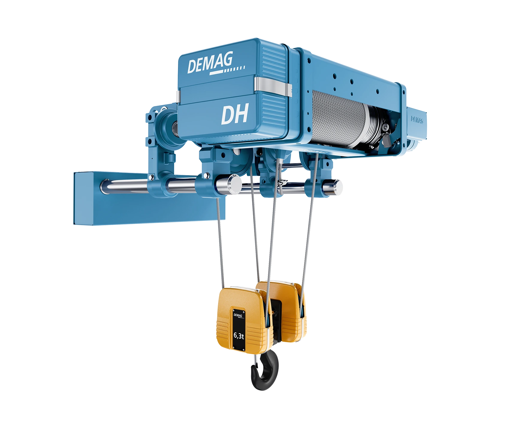 Manufacturer family reference: DEMAG DH 10 metric ton low headroom rope hoist