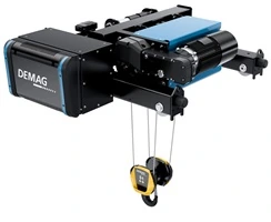 Manufacturer family reference: DEMAG DHR 15 ton double-girder trolley rope hoist