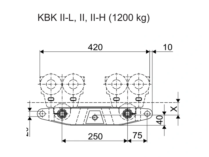 Manufacturer drawing: DEMAG KBK II/II-L/II-H Double Load Trolley