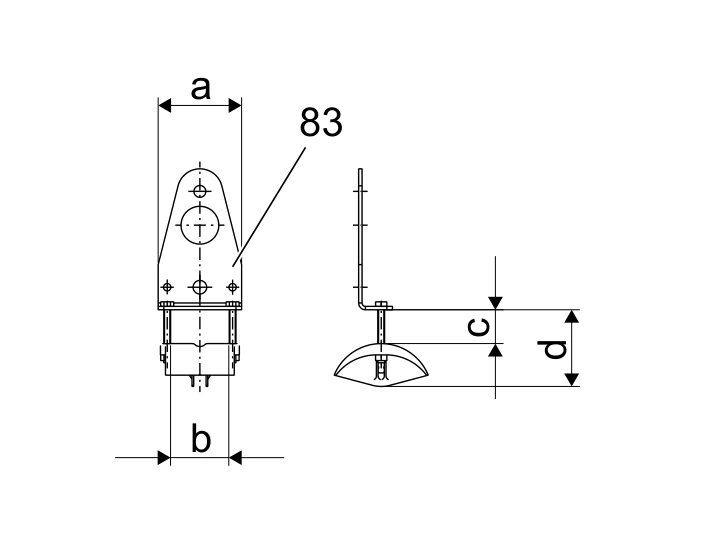 Manufacturer drawing: DEMAG KBK Aluline Rail End Cable Clamp